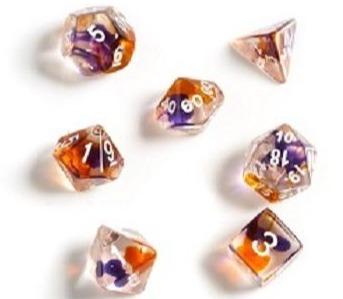 Purple, Orange, Clear Dice Set - Image 3