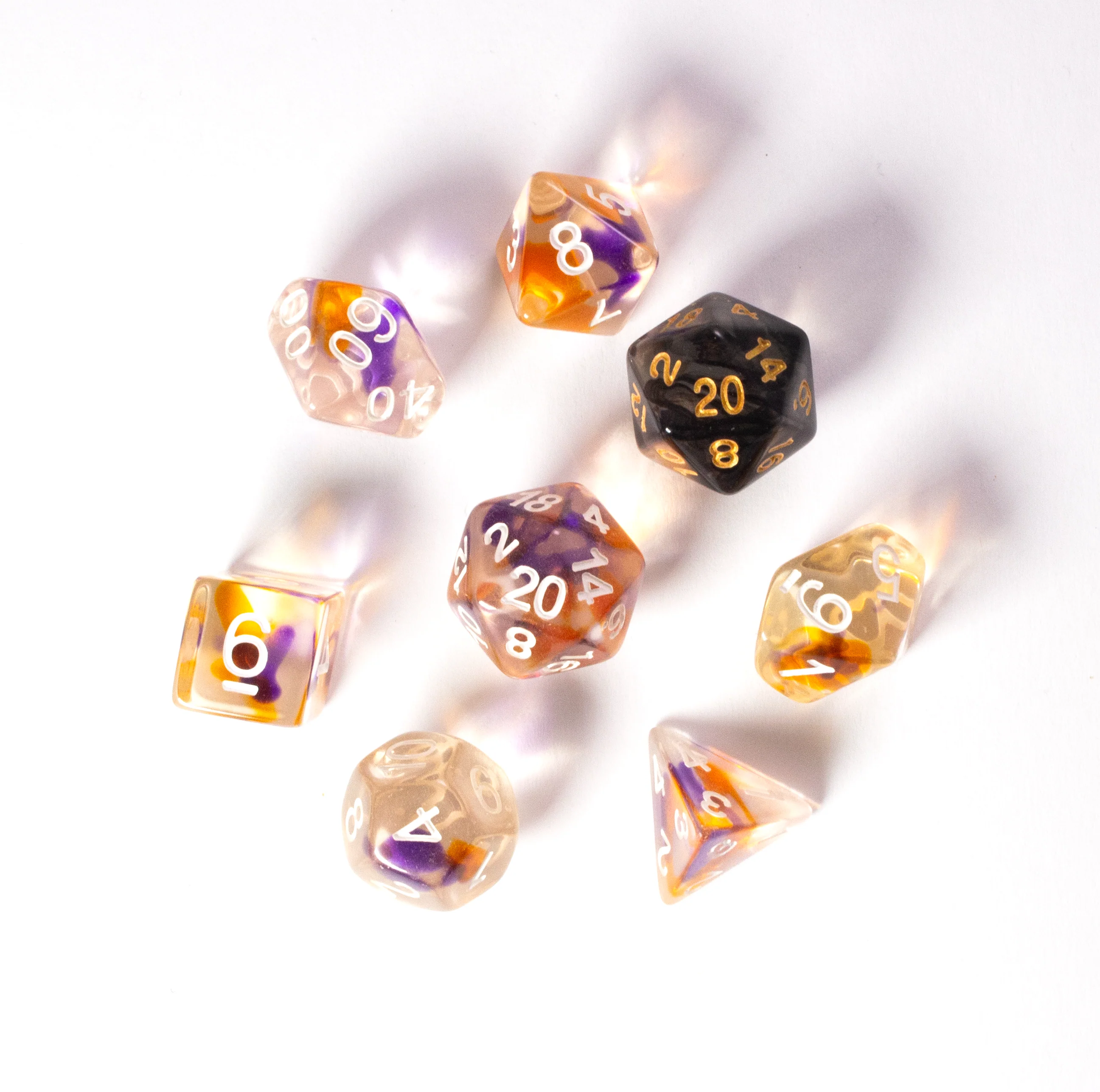 Purple, Orange, Clear Dice Set - Image 5
