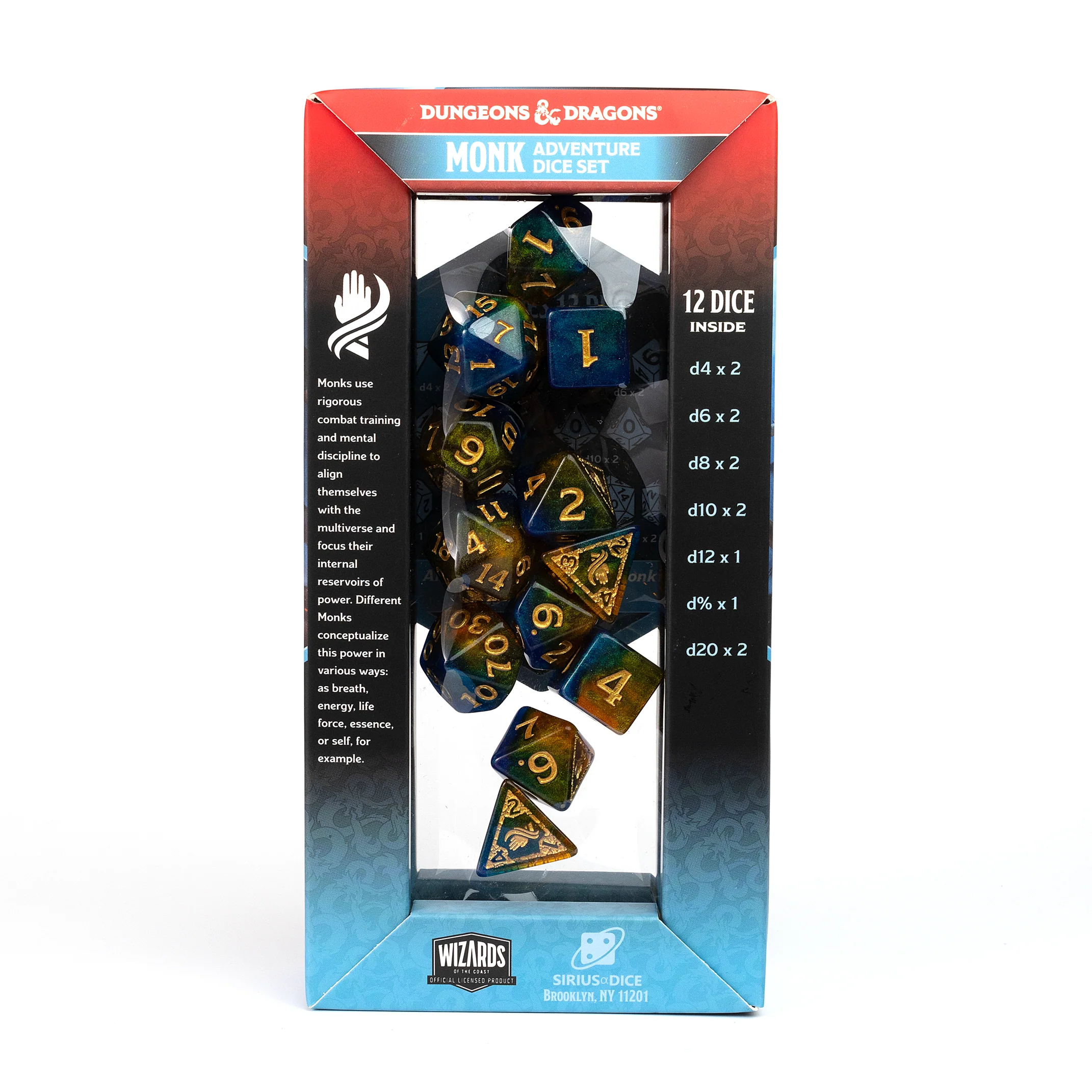 Dungeons & Dragons Adventure Dice - Monk: Blue / Gold | Sirius Dice - Image 4